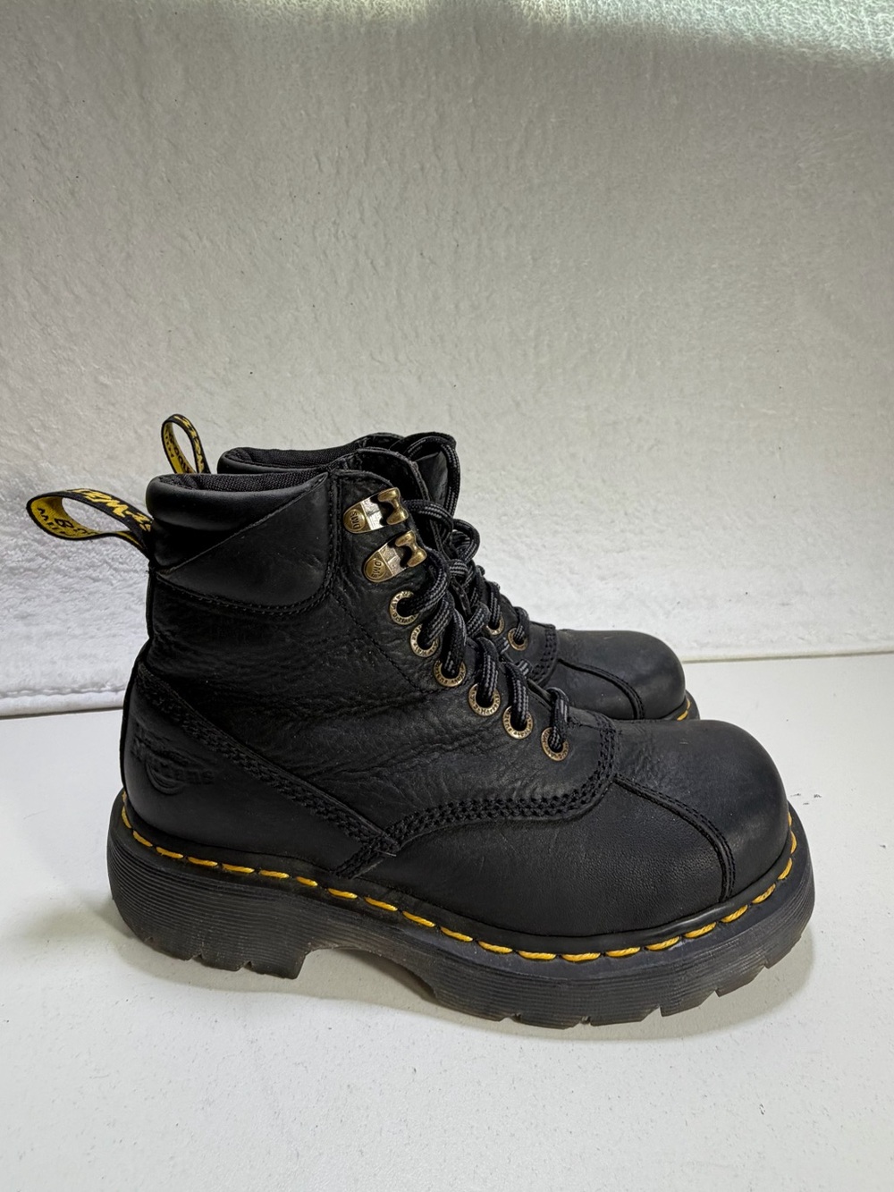 Dr. Martens 939 Ben Leather 6-Eye Lug Sole Boots Black Womens size 5 shoes